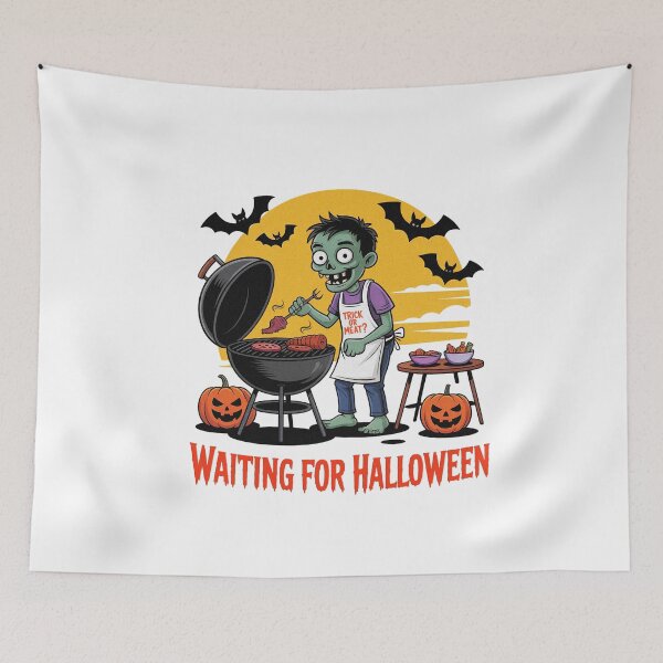 Item preview, Summerween Waiting for Halloween Zombie BBQ Spooky Summer  designed and sold by PietrzakDesign.