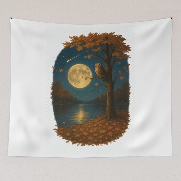 Item preview, Silent Moonlight Watcher - Owl Under Shooting Stars designed and sold by shikuldo7.