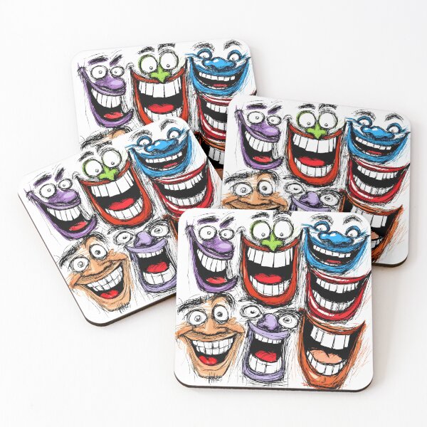 Item preview, Grotesque Smiling Faces Surreal and Disturbing Art Brut Illustration, Crazy Expressions designed and sold by PhotoRK.