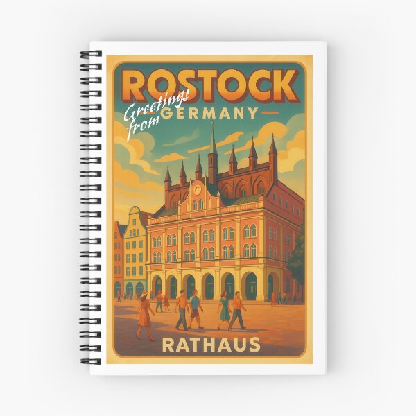 Item preview, Greetings from ROSTOCK - TOWN HALL - Retro Vintage Design designed and sold by Earth Celebration Designs.
