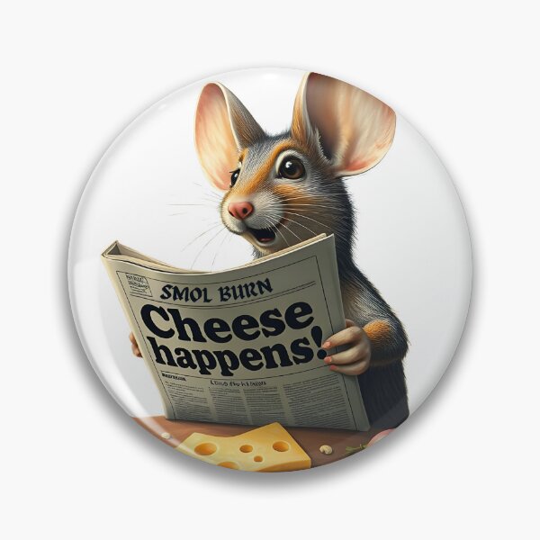 Item preview, Cheese Happens Mouse Gift | Funny Foodie Shirt, Mug, Tote | Cute Rat Reading Newspaper | Cheese Lover Pun Gift | Animal Humor Tee designed and sold by smolburndesign.