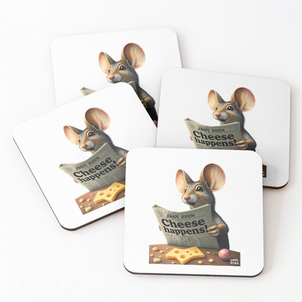 Item preview, Cheese Happens Mouse Gift | Funny Foodie Shirt, Mug, Tote | Cute Rat Reading Newspaper | Cheese Lover Pun Gift | Animal Humor Tee designed and sold by smolburndesign.