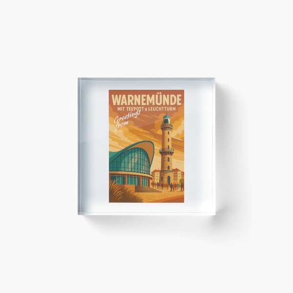 Item preview, Greetings from ROSTOCK / WARNEMÜNDE - TEA POT + LIGHTHOUSE - Retro Vintage Design designed and sold by Earth Celebration Designs.