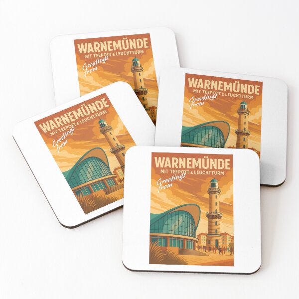 Item preview, Greetings from ROSTOCK / WARNEMÜNDE - TEA POT + LIGHTHOUSE - Retro Vintage Design designed and sold by Earth Celebration Designs.
