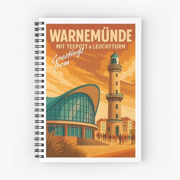 Item preview, Greetings from ROSTOCK / WARNEMÜNDE - TEA POT + LIGHTHOUSE - Retro Vintage Design designed and sold by Earth Celebration Designs.