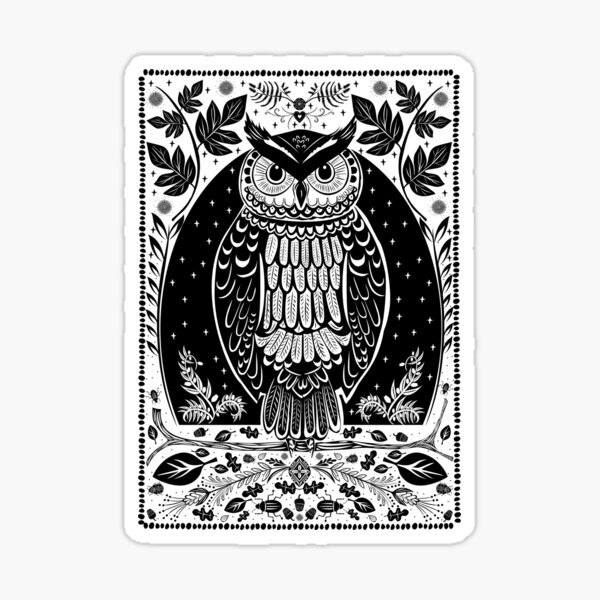Item preview, Intricate Owl Drawing – Rustic Cottagecore Animal Art designed and sold by krisevansart.