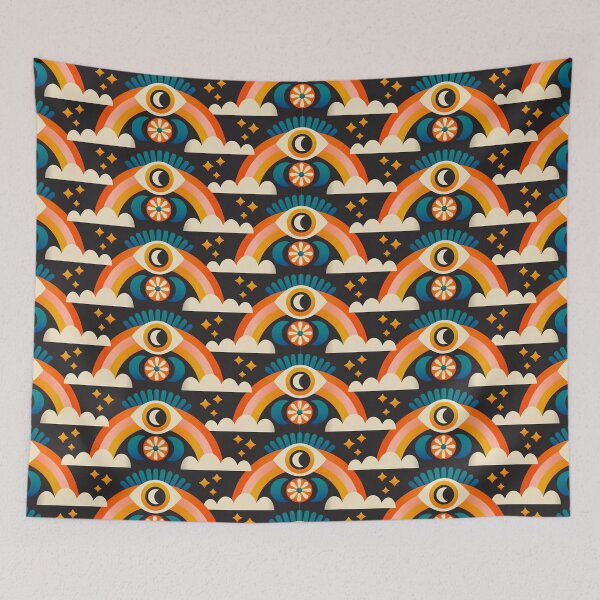 Item preview, Retro Trippy Rainbow Eye Pattern – Psychedelic Clouds and Cosmic Vibes designed and sold by musingtreeart.