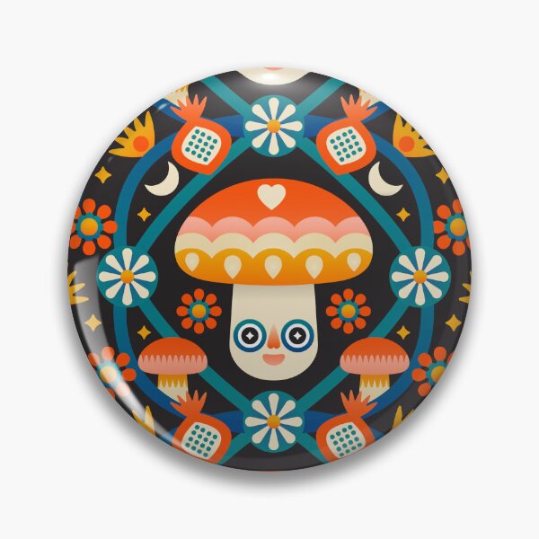 Aperçu de l'œuvre Motif champignon trippant – Design d'art populaire psychédélique rétro créée et vendue par musingtreeart.