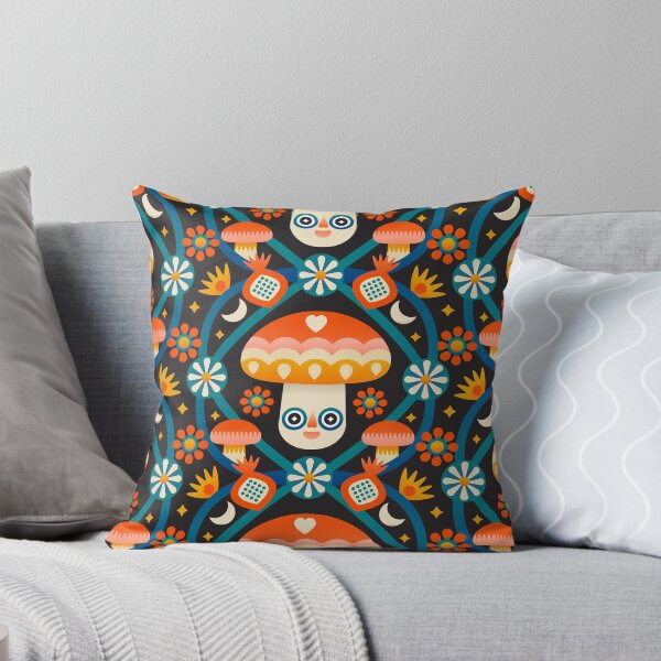 Aperçu de l'œuvre Motif champignon trippant – Design d'art populaire psychédélique rétro créée et vendue par musingtreeart.