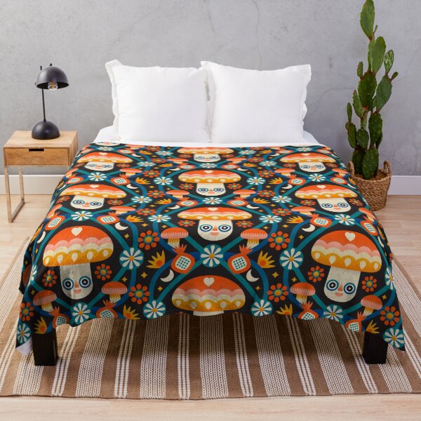 Item preview, Trippy Mushroom Pattern – Retro Psychedelic Folk Art Design designed and sold by musingtreeart.