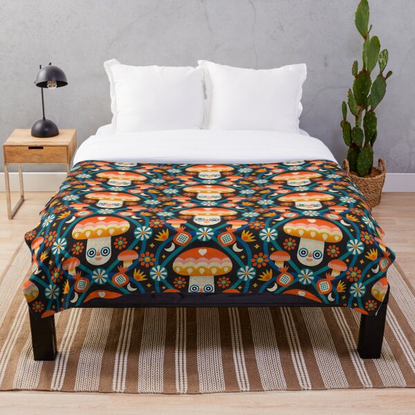 Item preview, Trippy Mushroom Pattern – Retro Psychedelic Folk Art Design designed and sold by musingtreeart.