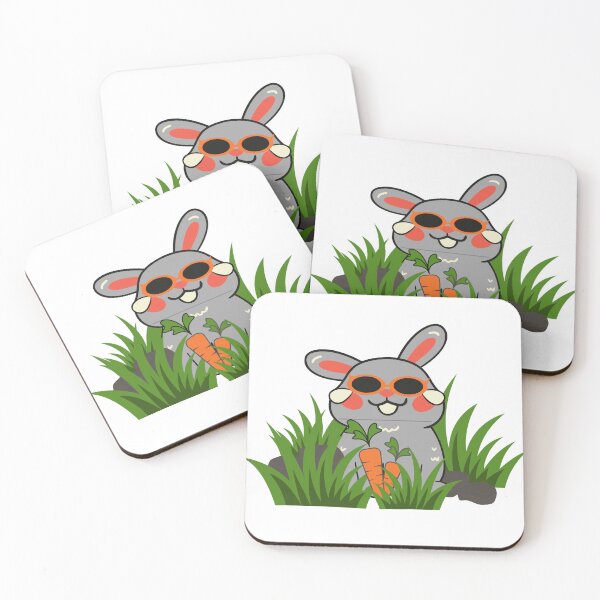 Item preview, An adorable rabbit wearing glasses and holding carrots between green grass designed and sold by Royalsticker.