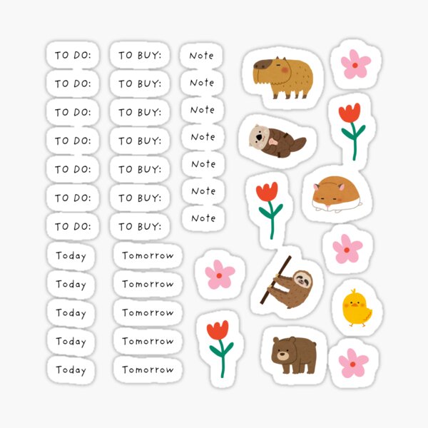 Item preview, Journaling sticker set cute animals designed and sold by Sticky Edit.