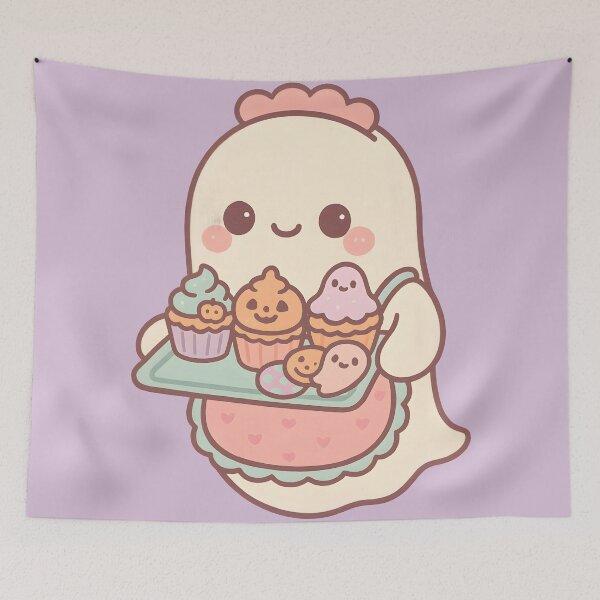 Item preview, Kawaii Ghost Chef with Halloween Sweets designed and sold by Uglyandcute.