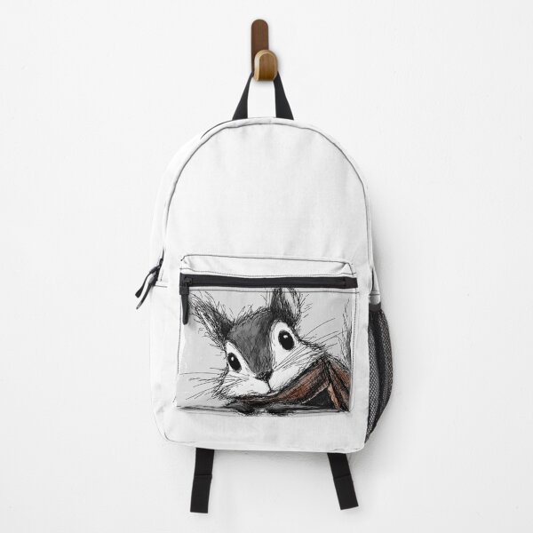 Item preview, Stylized drawing of "The Curious Squirrel", sketch, cute, humor, caricature designed and sold by ateliersabourin.