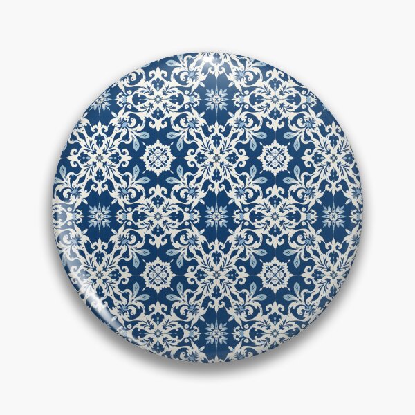Item preview, Boho ornamental pattern in white and blue vintage look designed and sold by pASob-dESIGN.