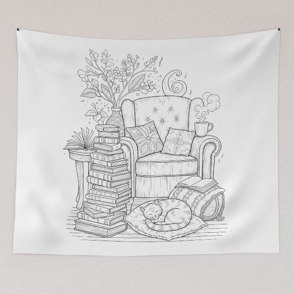Item preview, National Coloring Book Day: Cozy Coloring Nook designed and sold by zoughlal.