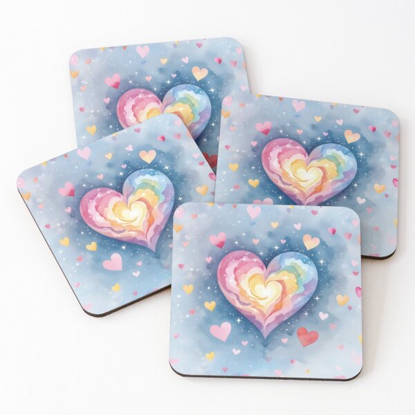 Item preview, Watercolor hearts in soft, pastel colors designed and sold by Marcu Ioachim.