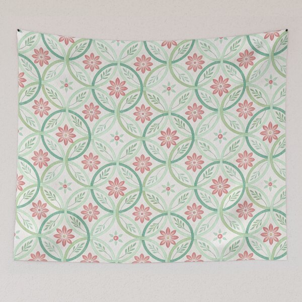 Item preview, Seamless Watercolor Floral Geometric Pattern with Interlocking Circles. designed and sold by RGShirtWorks.