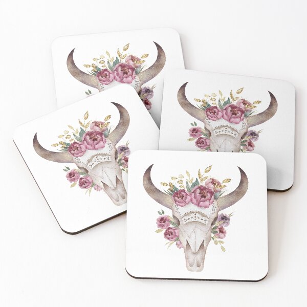 Item preview, Watercolor boho FLoral Skull designed and sold by eves_aquadreams.