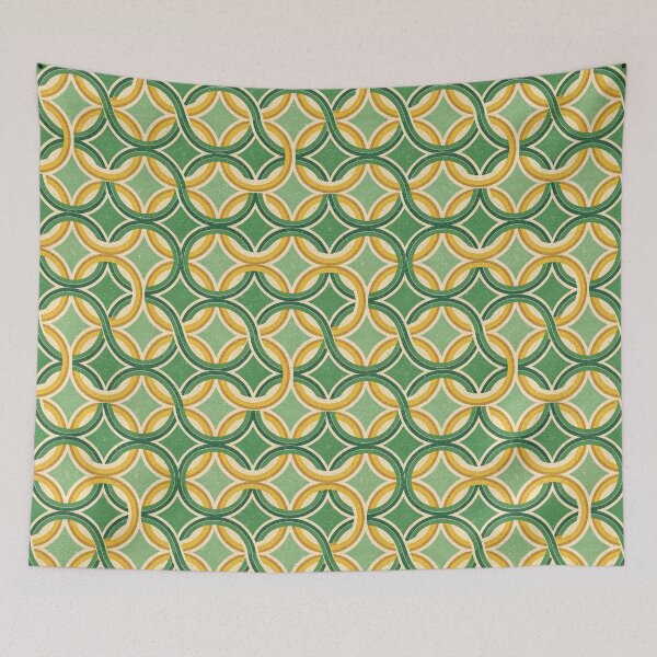 Item preview, Retro Green Gold Interlocking Circles Seamless Pattern. designed and sold by RGShirtWorks.