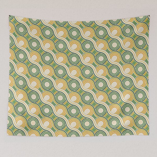 Item preview, Retro 70s Geometric Seamless Pattern with Wavy Lines and Circles. designed and sold by RGShirtWorks.