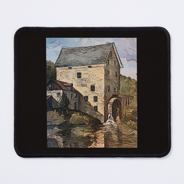 Item preview, Painting of Old Stone Grist Mill, Water Wheel, Sunny Day designed and sold by JoyfulWhimsy.