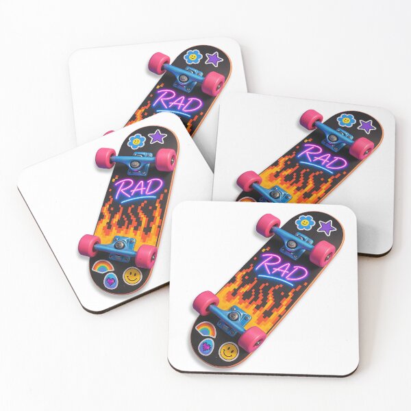 Item preview, Rad Pixel Flame Skateboard with Neon Stickers – Retro Cool for All Ages designed and sold by Psycho-Crazy.