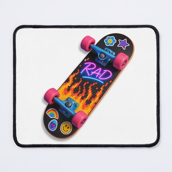 Item preview, Rad Pixel Flame Skateboard with Neon Stickers – Retro Cool for All Ages designed and sold by Psycho-Crazy.