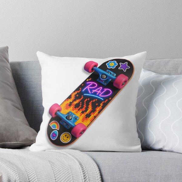 Item preview, Rad Pixel Flame Skateboard with Neon Stickers – Retro Cool for All Ages designed and sold by Psycho-Crazy.