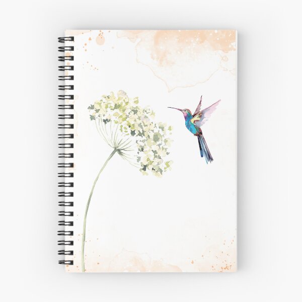 Item preview, Watercolor Hummingbird and Flower with Soft Peach Tones designed and sold by NiceDigital.