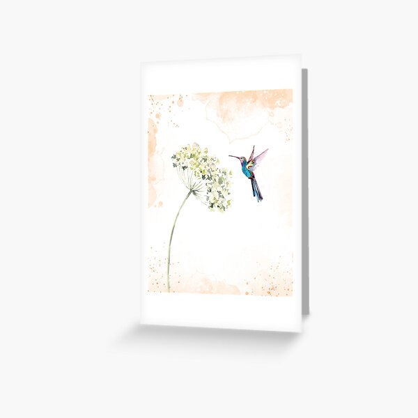 Aperçu de l'œuvre Aquarelle Colibri et Fleur aux Tons Pêche Doux créée et vendue par NiceDigital.