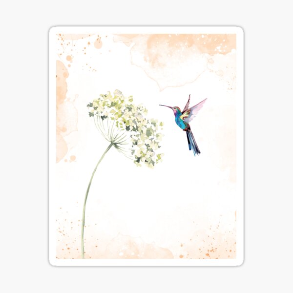 Item preview, Watercolor Hummingbird and Flower with Soft Peach Tones designed and sold by NiceDigital.