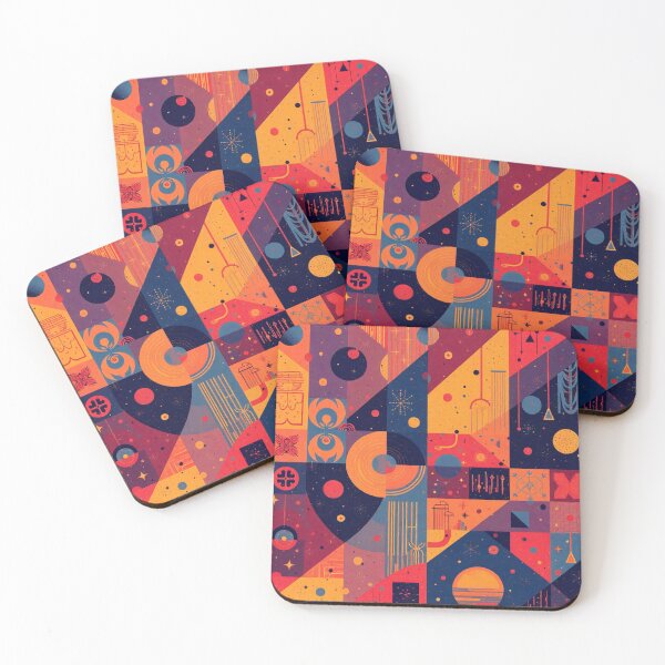 Item preview, Bold, angular patterns with vibrant colors, mixing triangles, circles, and squares in a modern art style. designed and sold by BossMeLady.