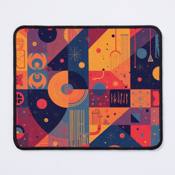 Item preview, Bold, angular patterns with vibrant colors, mixing triangles, circles, and squares in a modern art style. designed and sold by BossMeLady.