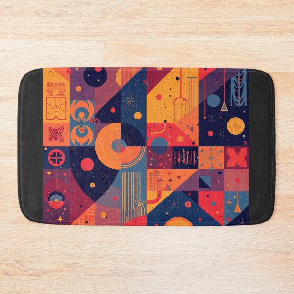 Item preview, Bold, angular patterns with vibrant colors, mixing triangles, circles, and squares in a modern art style. designed and sold by BossMeLady.