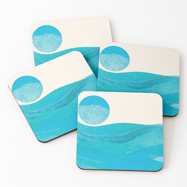 Item preview, Tranquil Blue Waves Flowing Beneath a Textured Sky and Rising Sun designed and sold by NiceDigital.