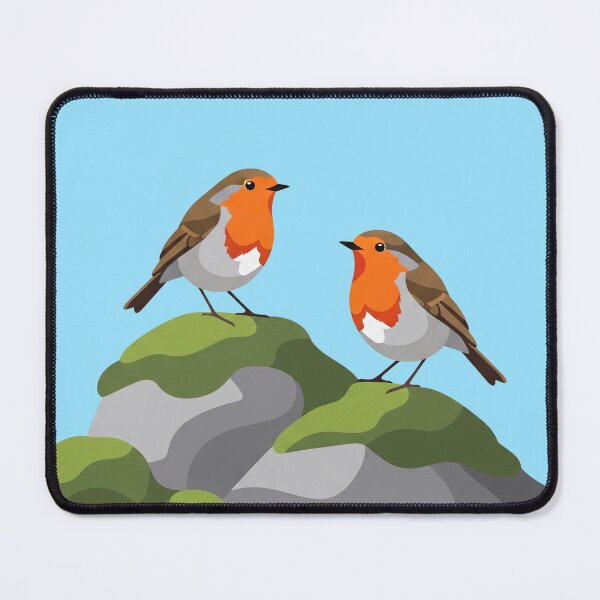 Item preview, Two European Robins - Minimalist Robin Art designed and sold by TheArtEngineer.