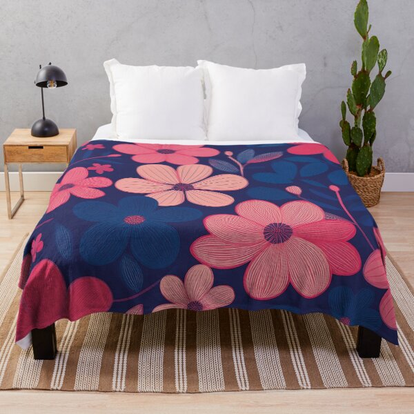 Item preview, Navy, Blue and Pink Flowers designed and sold by Becky-Poppins.