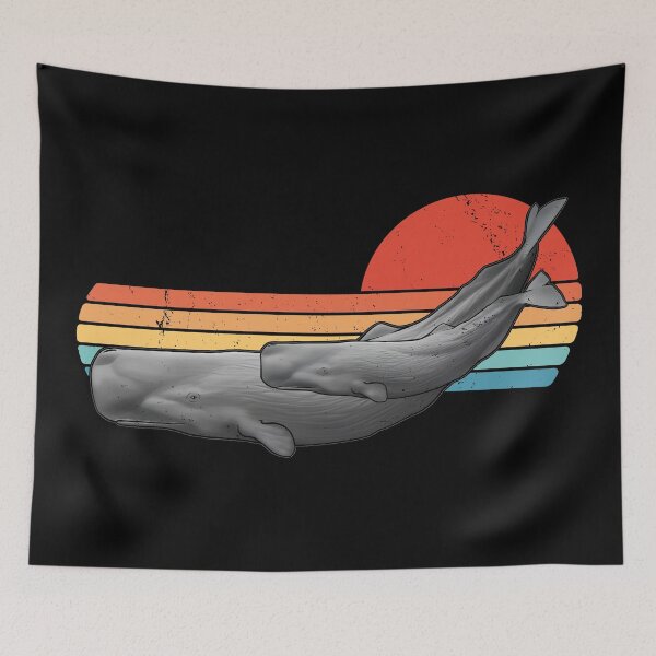 Item preview, Sperm Whale Retro Sunset designed and sold by NicGrayGraphic.