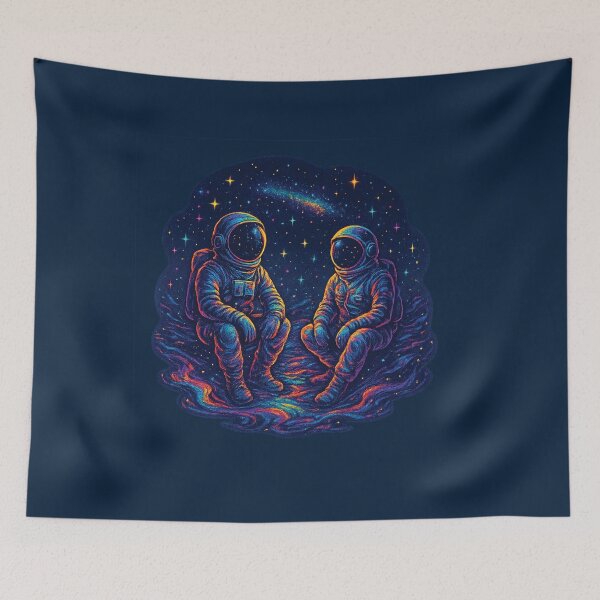 Item preview, Chill Astronauts in Neon Galaxy – Cosmic Aesthetic Spacecore Sticker designed and sold by HEERMANArt.