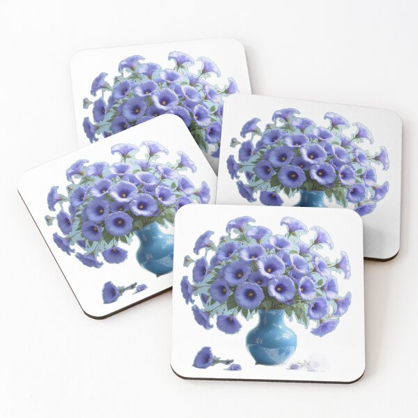 Item preview, Blue Petunia Bouquet in Glossy Vase designed and sold by ARTYNest.store.
