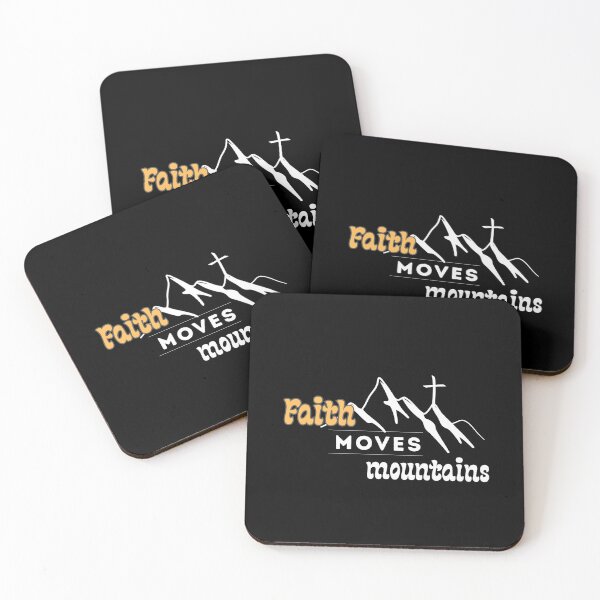 Item preview, Faith Moves Mountains – Christian Quote with Cross & Peaks designed and sold by OskArt design.