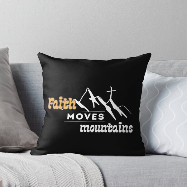 Item preview, Faith Moves Mountains – Christian Quote with Cross & Peaks designed and sold by OskArt design.