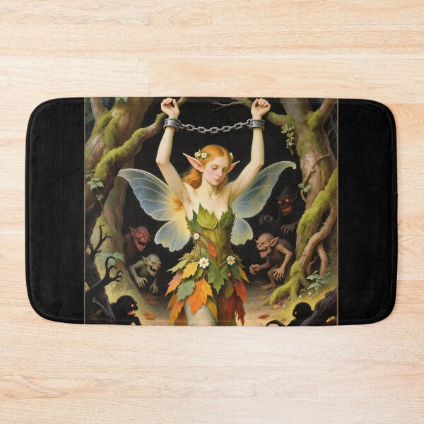 Item preview, Chained magical Fairy surrounded by evil goblins Fey Folk art designed and sold by Vintage Designs +.