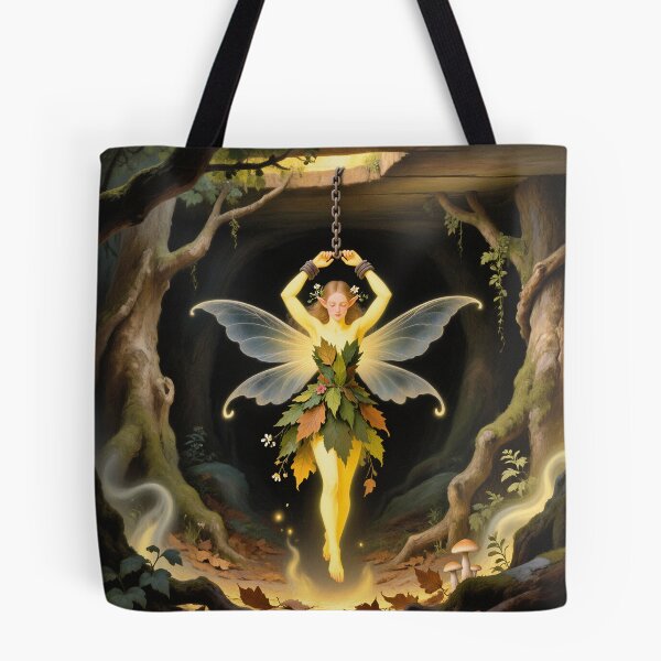Item preview, Chained magical Fairy surrounded by evil goblins Fey Folk art designed and sold by Vintage Designs +.