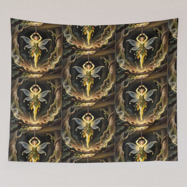 Item preview, Chained magical Fairy surrounded by evil goblins Fey Folk art designed and sold by Vintage Designs +.