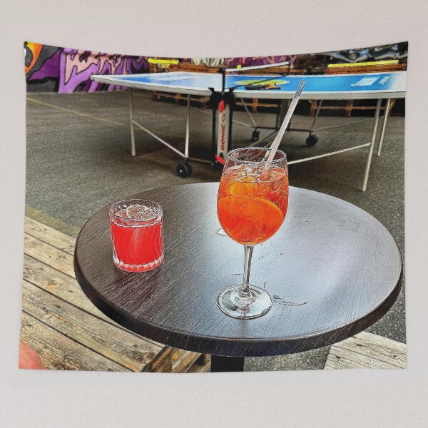 Item preview, Urban Aperitivo Vibes – Street Bar Scene with Cocktails, Ping Pong & Graffiti | Colorful City Lifestyle Art designed and sold by NatureChampion.
