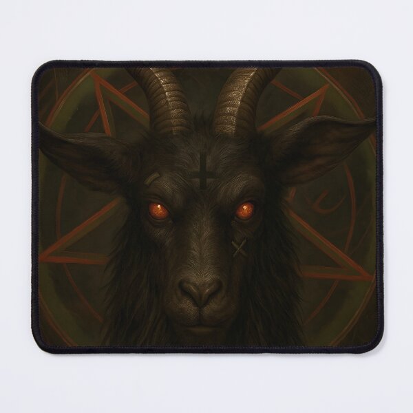 Item preview, halloween horror nights Demonic Goat Head with Glowing Eyes Occult Art designed and sold by Uglyandcute.