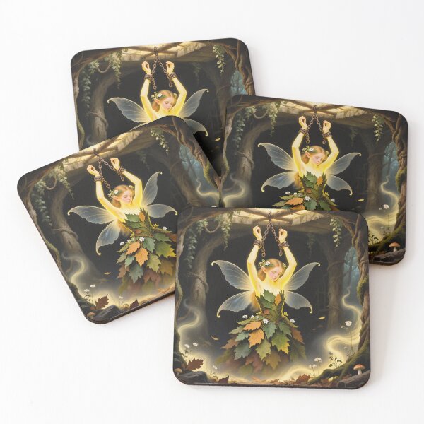 Item preview, Chained magical Fairy surrounded by evil goblins Fey Folk art designed and sold by Vintage Designs +.